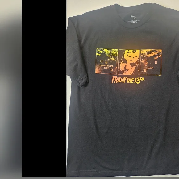 Friday The 13th T-Shirt Mens XL Black Orange Graphic Halloween Horror Spooky Tee - Picture 4 of 6